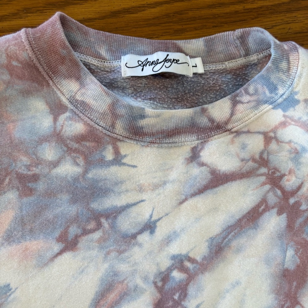 Anna Joyce Hand Dyed Tie Dye Crewneck Sweatshirt Size L Unisex Pastel Purples - Picture 3 of 10